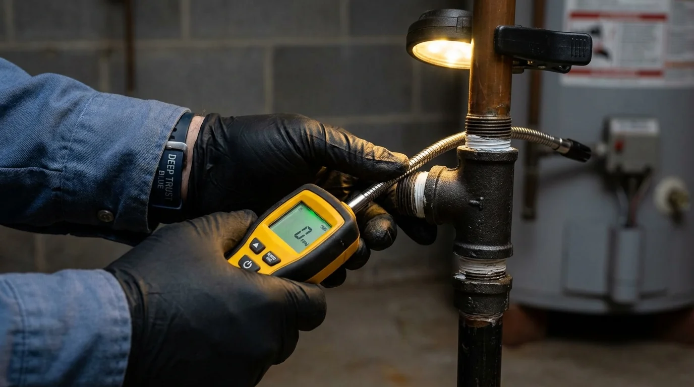Gas leak detection with electronic sniffer by Johns Plumbing LLC in Brimfield